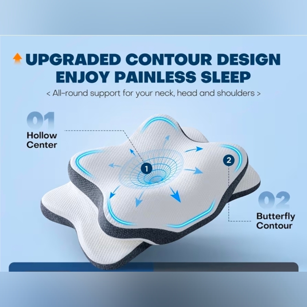 5X Pain Relief Cervical Neck Pillow for Neck Support, Ergonomic Cooling - Picture 2 of 8